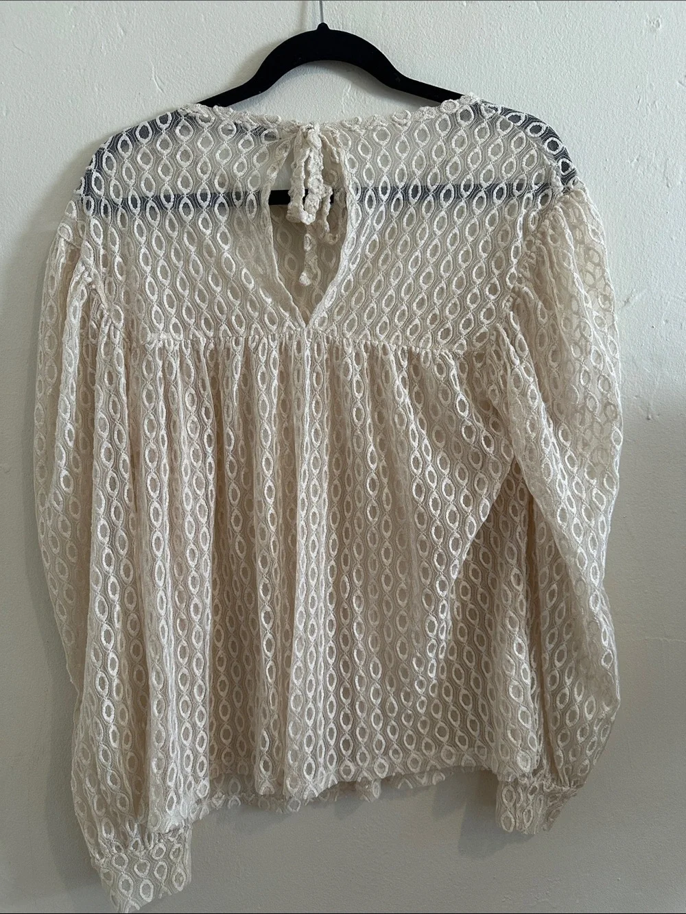 Zara Cream Lace Peasant Blouse